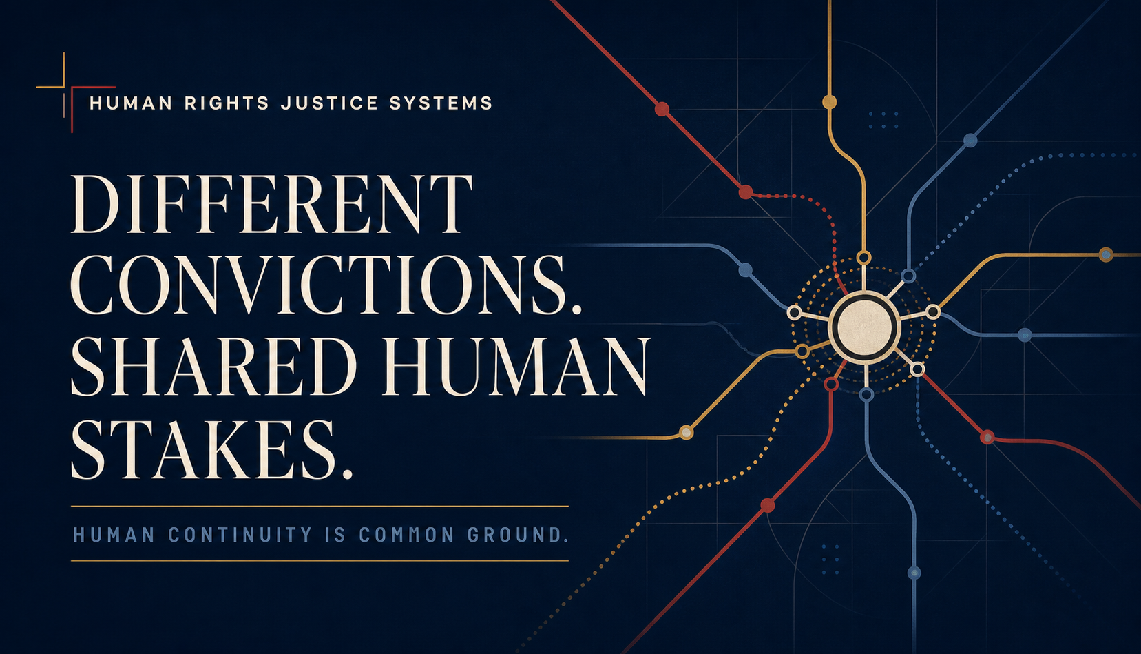 Human Rights Justice Systems. Different convictions. Shared human stakes. Human continuity is common ground.