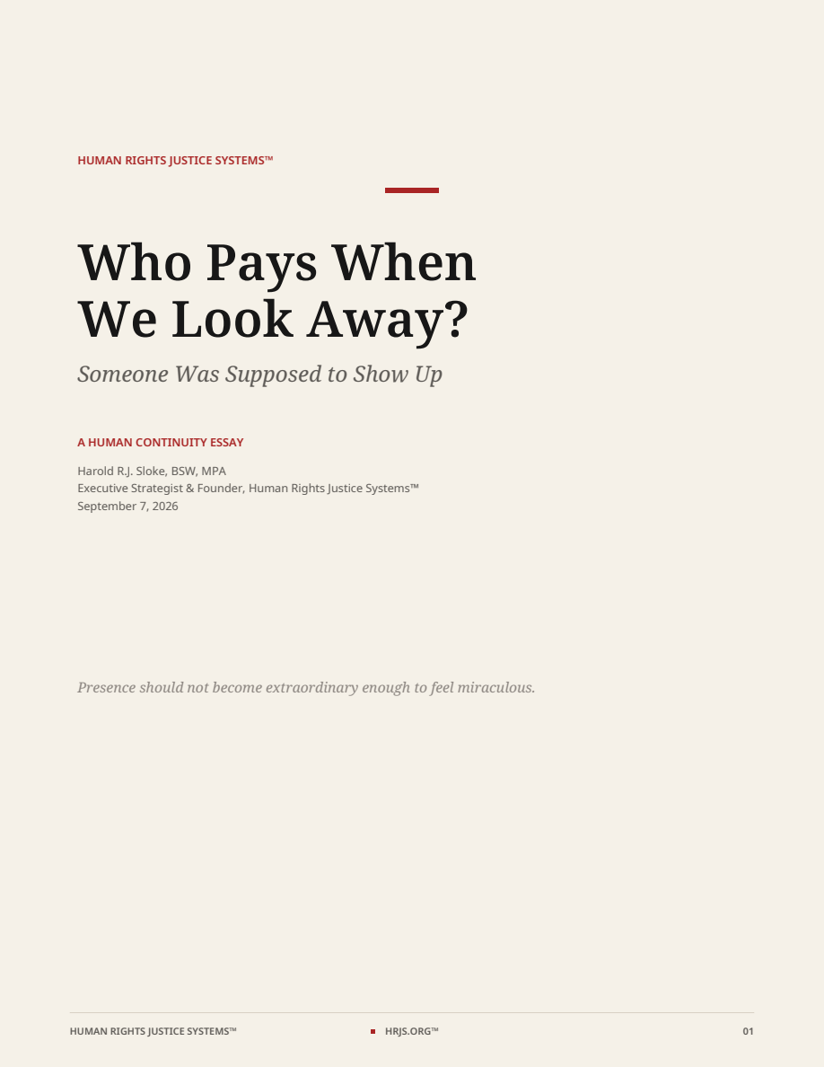 Cover of Who Pays When We Look Away by Harold R. J. Sloke